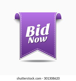 Bid Now Violet Vector Icon Design