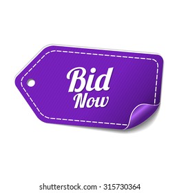 Bid Now Violet Vector Icon Design