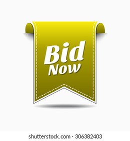 Bid Now Yellow Vector Icon Design
