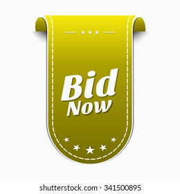Bid Now Yellow Vector Icon Design
