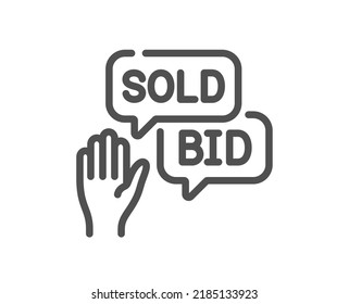 Bid Offer Line Icon. Auction Sign. Raise The Price Up Symbol. Quality Design Element. Linear Style Bid Offer Icon. Editable Stroke. Vector