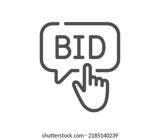 Bid Offer Line Icon. Auction Sign. Raise The Price Up Symbol. Quality Design Element. Linear Style Bid Offer Icon. Editable Stroke. Vector