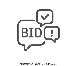 Bid Offer Line Icon. Auction Sign. Raise The Price Up Symbol. Quality Design Element. Linear Style Bid Offer Icon. Editable Stroke. Vector