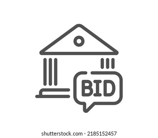 Bid Offer Line Icon. Auction Sign. Raise The Price Up Symbol. Quality Design Element. Linear Style Bid Offer Icon. Editable Stroke. Vector