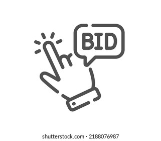 Bid Offer Line Icon. Auction Sign. Raise The Price Up Symbol. Quality Design Element. Linear Style Bid Offer Icon. Editable Stroke. Vector