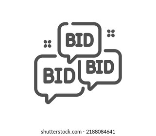 Bid Offer Line Icon. Auction Sign. Raise The Price Up Symbol. Quality Design Element. Linear Style Bid Offer Icon. Editable Stroke. Vector