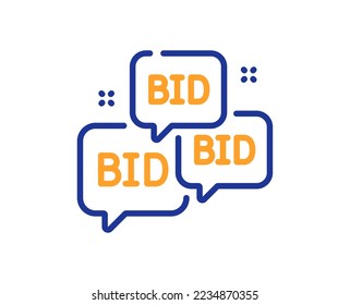Icono de línea de oferta de puja. Signo de subasta. Elevar el precio. Concepto colorido del contorno de línea delgada. Icono de oferta de estilo lineal. Trazo editable. Vector