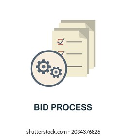 Bid Process Flat Icon. Simple Sign From Procurement Process Collection. Creative Bid Process Icon Illustration For Web Design, Infographics And More