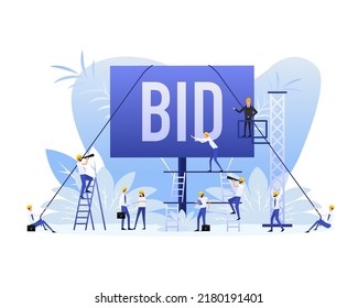 Tabla roja realista BID sobre fondo azul. Ilustración del vector