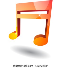 Bid red music note with shadow. eps10