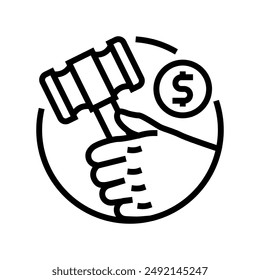 bid rigging money business cash line icon vector. bid rigging money business cash sign. isolated contour symbol black illustration