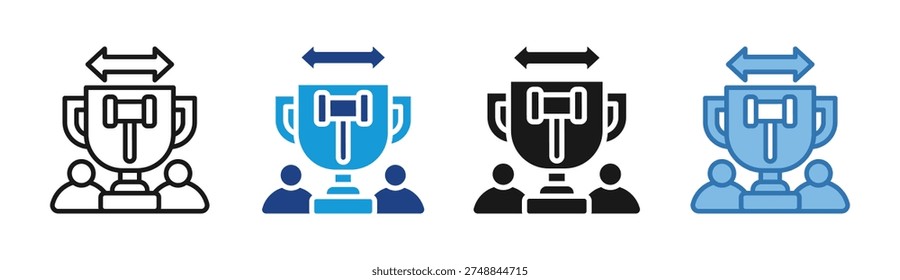 Bid Trophy icon set multiple style collection