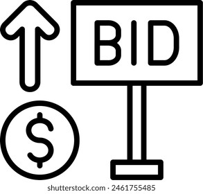 Bid Vector Line Icon Design