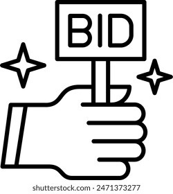 Bid Vector Line Icon Design