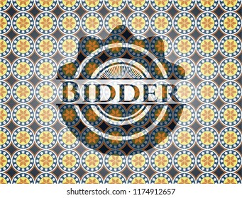 Bidder arabesque style badge. arabic decoration.