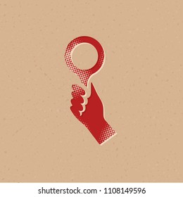 Bidder hand icon in halftone style. Grunge background vector illustration.