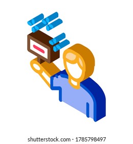 bidder holding sign icon vector. isometric bidder holding sign sign. color isolated symbol illustration