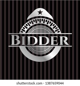 Bidder silvery emblem or badge. Vector Illustration. Mosaic.