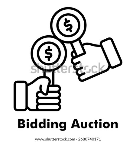 Bidding Auction Outline Icon Vector Illustration