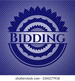 Bidding badge with jean texture