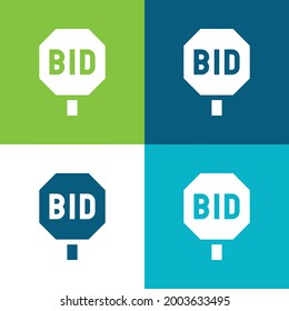 Bidding Flat cuatro colores conjunto mínimo de iconos