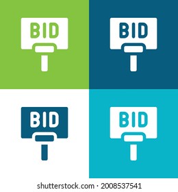 Bidding Flat four color minimal icon set