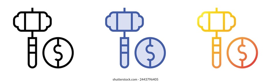 bidding icon. Linear, Blue Fill and Gradient Style Design Isolated On White Background