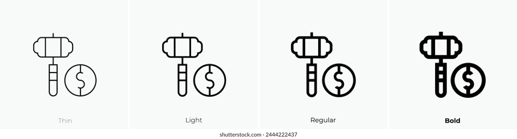 bidding icon. Thin, Light Regular And Bold style design isolated on white background