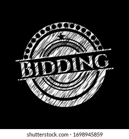 Bidding written with chalkboard texture. Vector Illustration. Detailed.