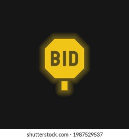 Bidding yellow glowing neon icon
