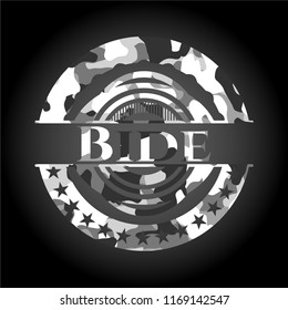 Bide on grey camouflaged texture