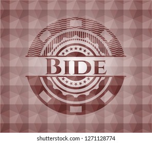 Bide red emblem with geometric pattern. Seamless.