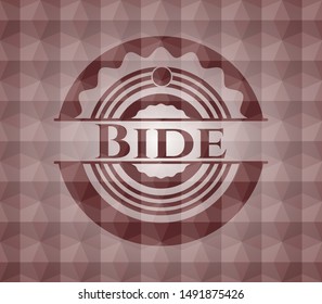 Bide red emblem with geometric pattern. Seamless.