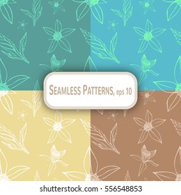 Bidens. Set seamless pattern. Suitable for packing, Wallpaper, printing, cosmetics, Soaps. Vector illustration