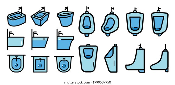 Conjunto de iconos de color Bided en un vector aislado de estilo simple aislado en fondo blanco