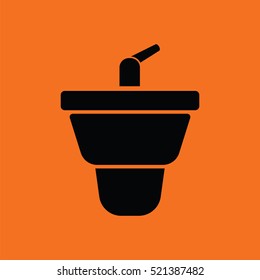 Bidet icon. Orange background with black. Vector illustration.