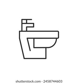 Bidet icon. Simple bidet with faucet icon for representing bathroom fixtures in web design, mobile apps, and hygiene-related themes. Conveys cleanliness and personal care. Vector illustration.