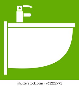 Bidet icon white isolated on green background. Vector illustration