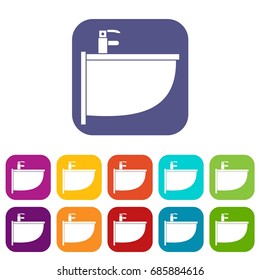Bidet icons set vector illustration in flat style in colors red, blue, green, and other