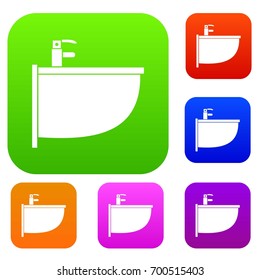 Bidet set icon in different colors isolated vector illustration. Premium collection