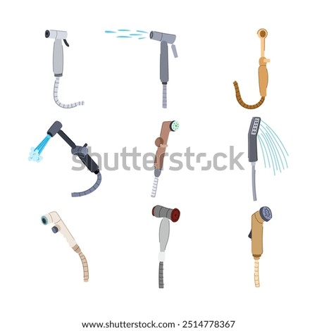 bidet sprayer set cartoon. bathroom clean, water nozzle, wash sanitary bidet sprayer sign. isolated symbol vector illustration