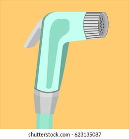 Bidet Sprayer Vector On Orange Background