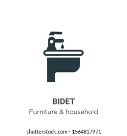 Bidet vector icon on white background. Flat vector bidet icon symbol sign from modern furniture and household collection for mobile concept and web apps design.