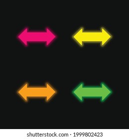 Bidirectional Arrow four color glowing neon vector icon