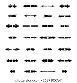 Bidirectional Arrow Icons Set - Arrows vectors set - black arrows pack
