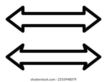 Bidirectional arrows icon, clean black vector outline with bold lines. Editable stroke.