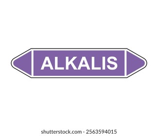 Bidirectional Pipe Marking Arrows for Alkalis Flow Indication in Pipelines, Essential for Proper Identification and Safety, High-Quality Vector Stock Image