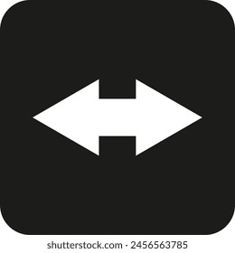 Bidirectional white arrows on black square background icon - stock vector