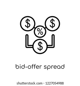 bid-offer spread icon. Trendy modern flat linear vector bid-offer spread icon on white background from thin line Bid offer spread collection, outline vector illustration