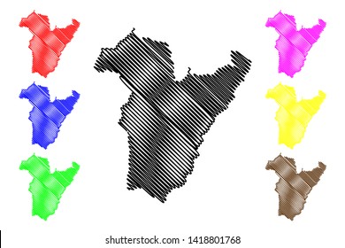 Bie Province (Provinces of Angola, Republic of Angola) map vector illustration, scribble sketch Bie map